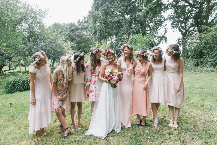 Mismatched Bridesmaids Pink Dresses Creative Cool Bohemian Harbourside Wedding http://carohutchings.com/