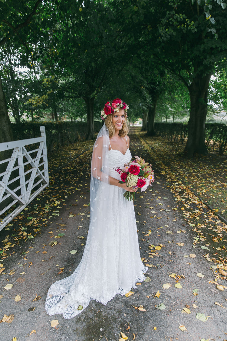 Charlie Brear Dress Bride Bridal Straps Boho Veil Flower Crown Creative Cool Bohemian Harbourside Wedding http://carohutchings.com/