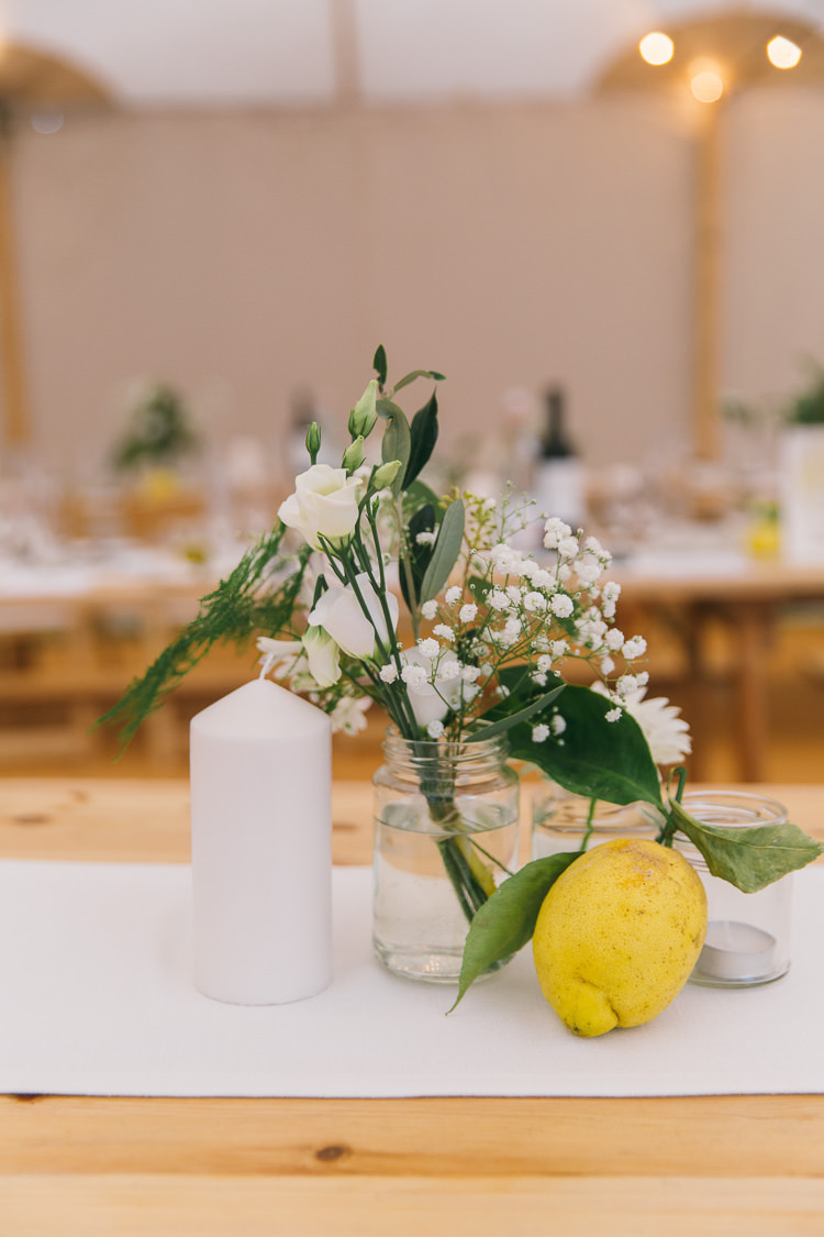 Bottle Flowers Lemon Jar Candles Decor Creative Cool Bohemian Harbourside Wedding http://carohutchings.com/