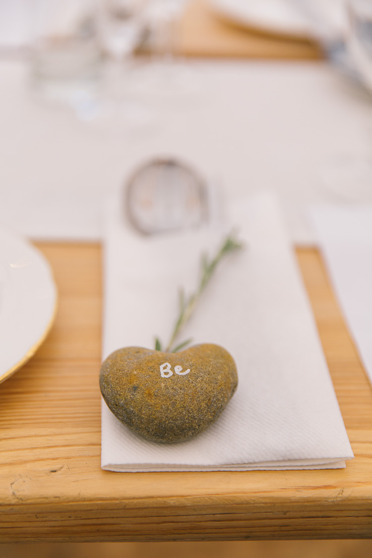 Pebble Place Name Setting Card Creative Cool Bohemian Harbourside Wedding http://carohutchings.com/