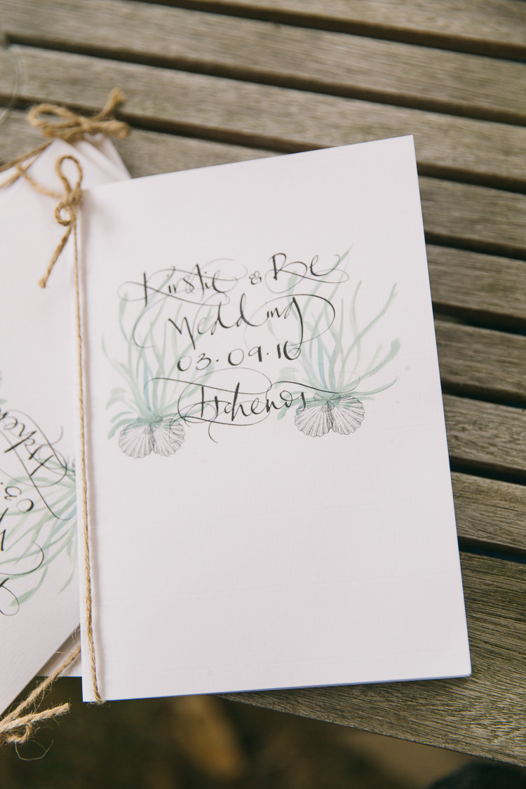 Stationery Illustrated Watercolour Sea Order Service Twine Creative Cool Bohemian Harbourside Wedding http://carohutchings.com/