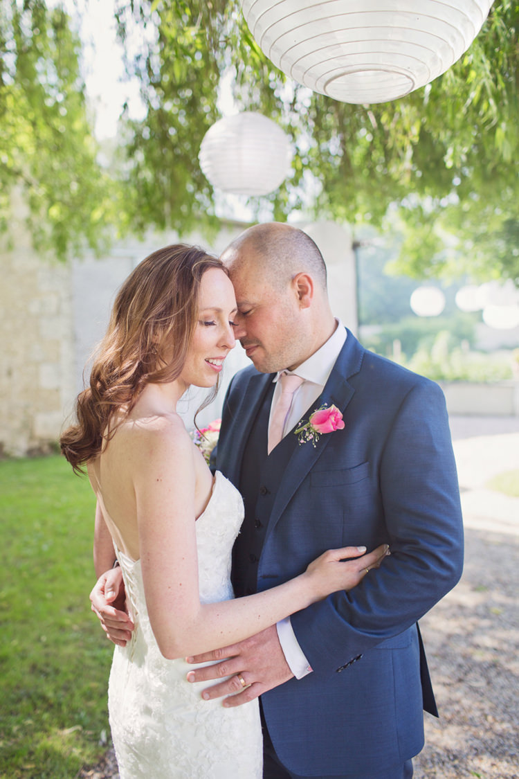 Bride Bridal Maggie Sottero Ascher Gown Dress Sweetheart Neckline Alexandre Groom Three Piece Pink Tie Colour Pop Summer French Chateau Wedding http://www.cottoncandyweddings.co.uk/