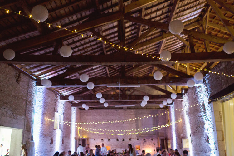 White Paper Lanterns Fairy Lights Pea Festoon Colour Pop Summer French Chateau Wedding http://www.cottoncandyweddings.co.uk/