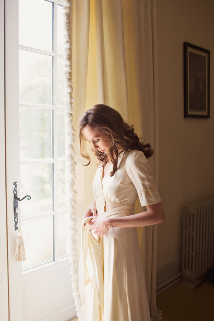 Bride Bridal Vintage Dress Gown Silk Sleeves Wrap Colour Pop Summer French Chateau Wedding http://www.cottoncandyweddings.co.uk/