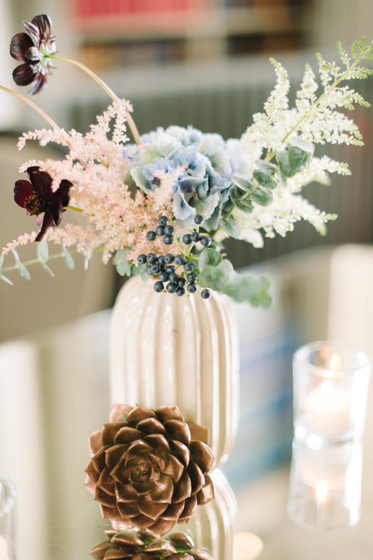 Flowers Vase Whimsical Wild Opulent Metallics City Library Wedding http://www.croandkowlove.com/
