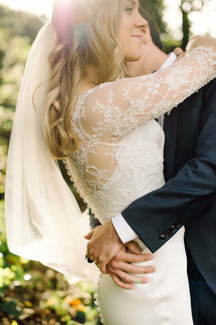 Lace Sleeve Button Dress Gown Bride Bridal Opulent Metallics City Library Wedding http://www.croandkowlove.com/