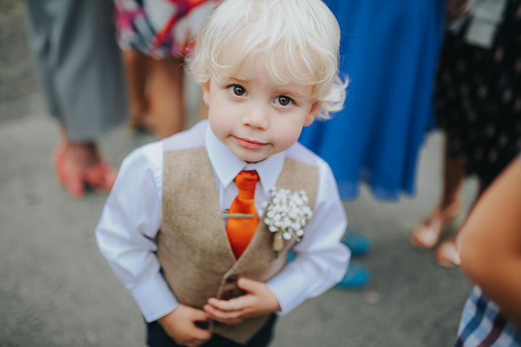 Page Boy Tweed Waistcoat Orange Tie DIY Farm Weekend Long Wedding http://www.nestalloyd.co.uk/