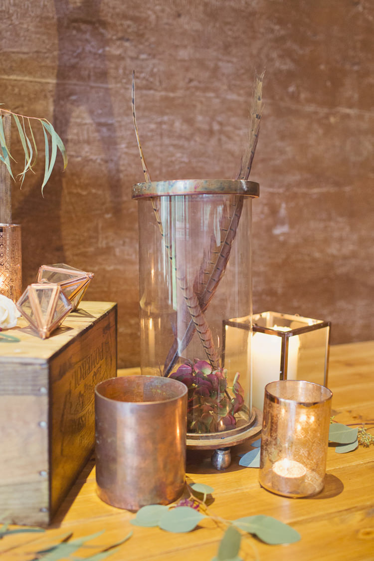 Candles Decor Rustic Antler Feather Stunning Countryside Wedding http://www.cottoncandyweddings.co.uk/