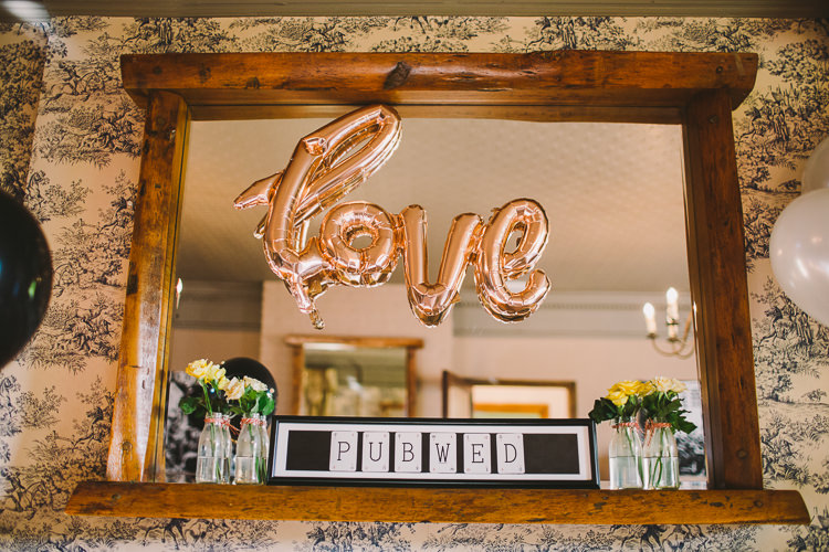 LOVE Balloon Decor Fun-Loving Low Key Pub Wedding https://www.oliviajudah.co.uk/
