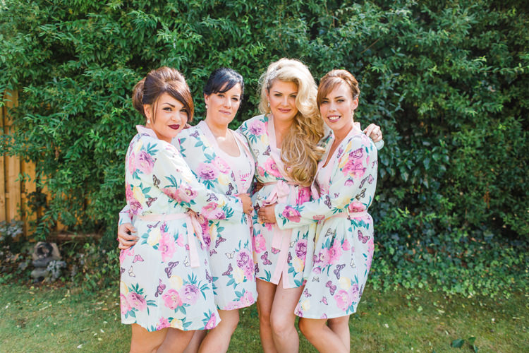 Bride Bridal Bridesmaids Robe Dressing Gown Floral Silk Burgundy Gold Rustic Glam Barn Wedding http://www.terripashleyphotography.co.uk/