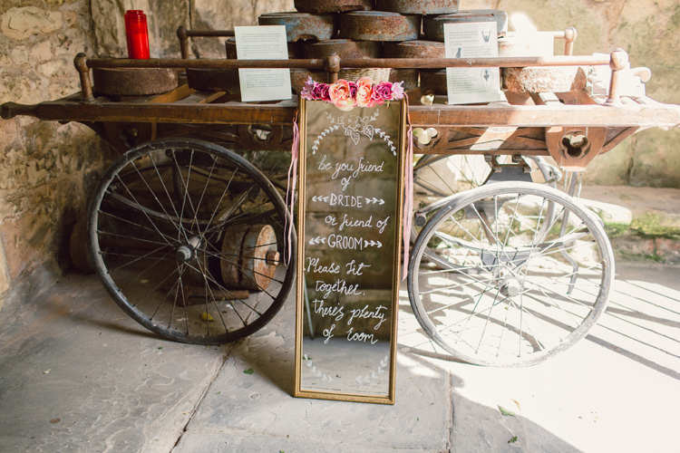 Mirror Sign Cart Farm Barn Flowers Burgundy Gold Rustic Glam Barn Wedding http://www.terripashleyphotography.co.uk/