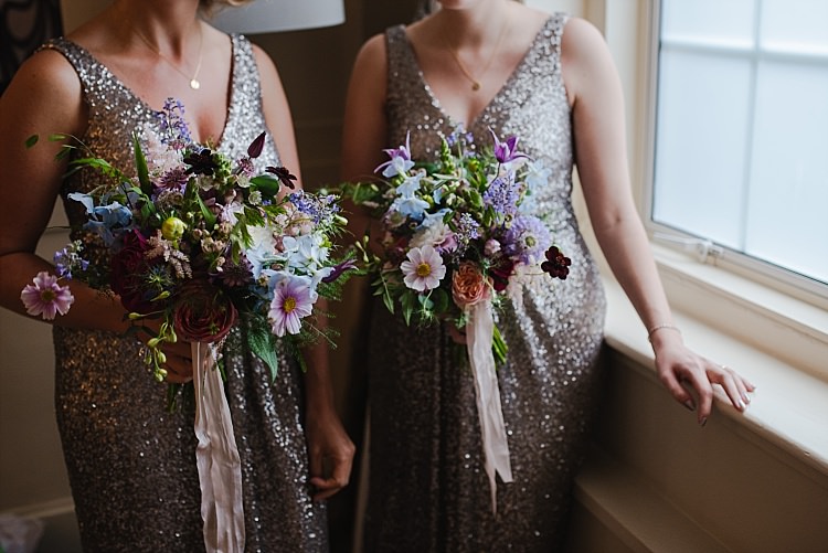 Bridesmaids Bouquets Colourful Ribbons Flowers Sparkle Old Hollywood Glamour Wedding https://www.jonnybarratt.com/