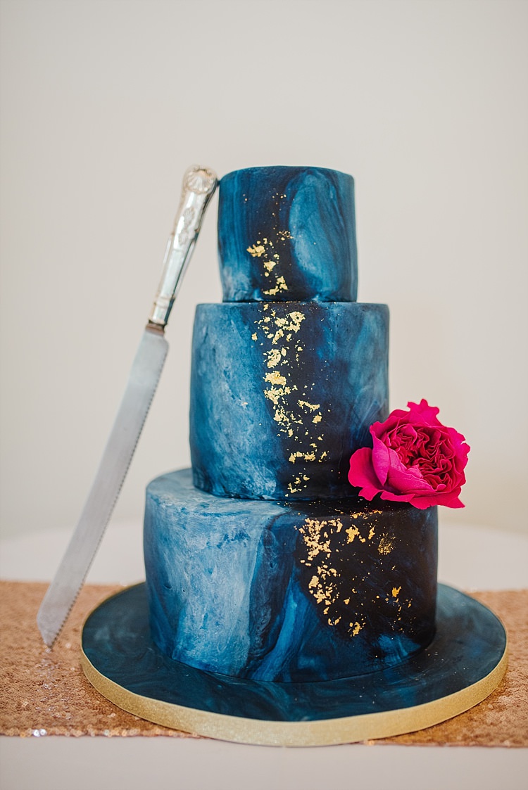 Blue Marble Cake Gold Leaf Celestial Sparkle Old Hollywood Glamour Wedding https://www.jonnybarratt.com/