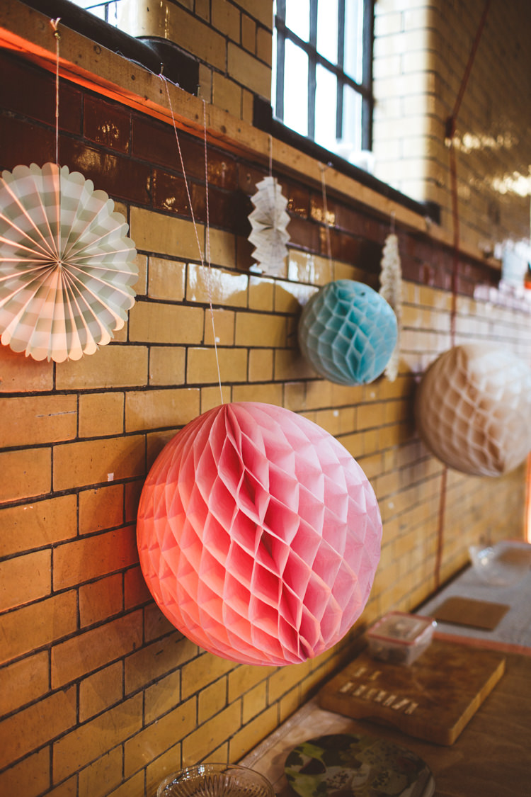 Paper Honeycomb Pinwheel Industrial Cool Museum Wedding https://photography34.co.uk/