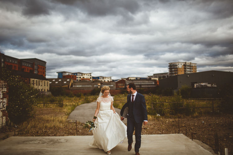 Bride Bridal Tara Keeley A Line Sleeves Dress Beaded Belt Lace Groom Industrial Cool Museum Wedding https://photography34.co.uk/