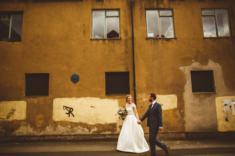 Bride Bridal Tara Keeley A Line Sleeves Dress Beaded Belt Lace Groom Industrial Cool Museum Wedding https://photography34.co.uk/