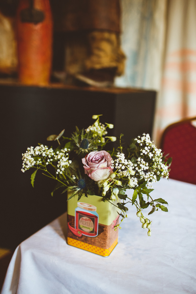 Vintage Tin Rose Gypsophila Greenery Industrial Cool Museum Wedding https://photography34.co.uk/