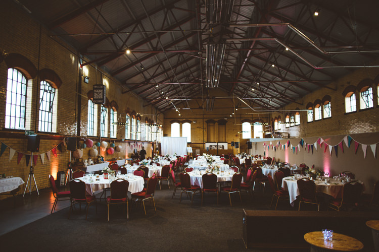 Kelham Island Museum Warehouse Bunting Exposed Brick Industrial Cool Museum Wedding https://photography34.co.uk/