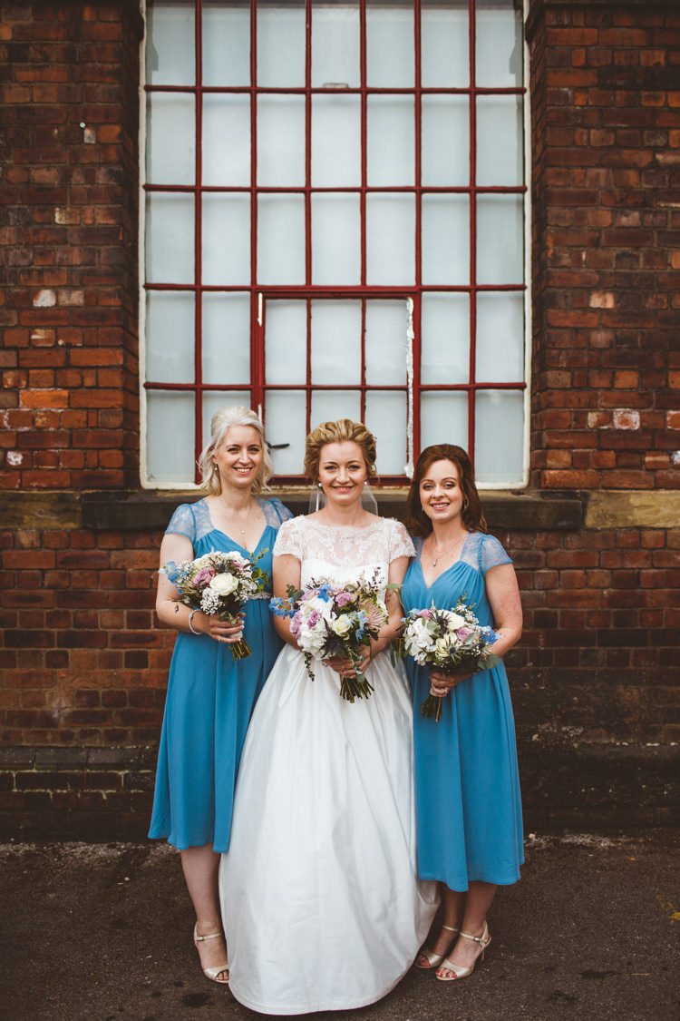 Bride Bridal Tara Keeley Dress ASOS Bridesmaids Blue Pastel Bouquets Industrial Cool Museum Wedding https://photography34.co.uk/
