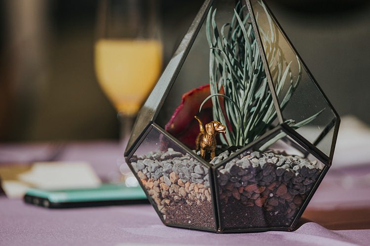 Terrarium Air Plant Succulent Gold Sprayed Modern Spring Botanic Garden Wedding Texas http://velvetsagephotography.com/