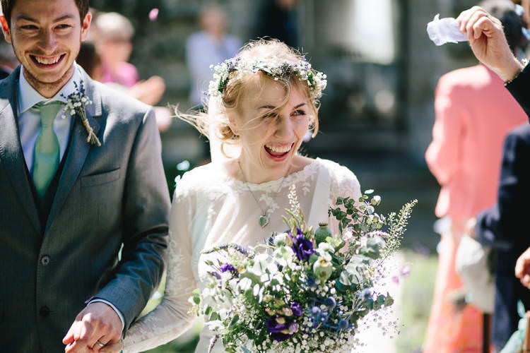 Bride Bridal Bouquet Flower Crown Thistle Eucalyptus Lavender Gypsophila Purple White Pretty Picturesque Outdoor Castle Wedding https://parkershots.com/