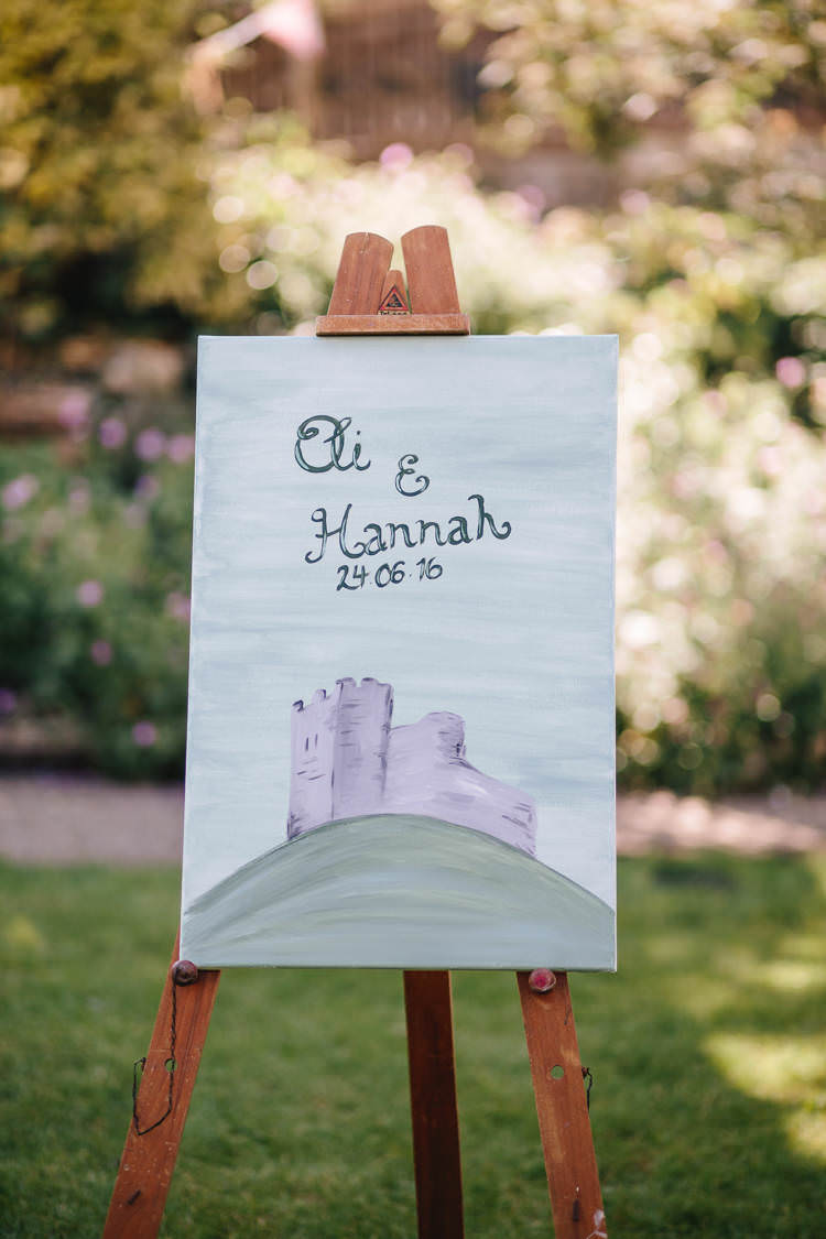 Welcome Sign Easel Watercolour Pretty Picturesque Outdoor Castle Wedding https://parkershots.com/