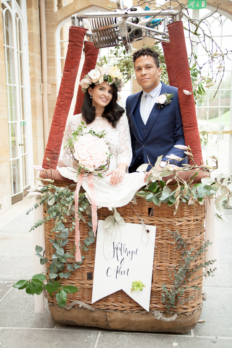 Hot Air Balloon Bride Groom Basket Ethereal Soft Fine Art Wedding Ideas http://lizbakerphotography.co.uk/