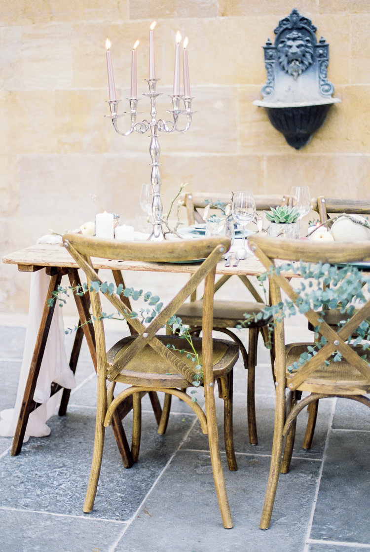 Chairs Rustic Wooden Eucalyptus Foliage Greenery Ethereal Soft Fine Art Wedding Ideas http://lizbakerphotography.co.uk/