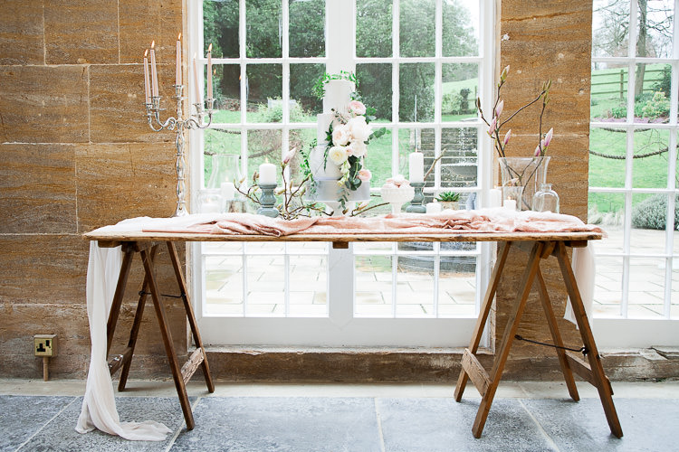 Cake Table Rustic Trestle Ethereal Soft Fine Art Wedding Ideas http://lizbakerphotography.co.uk/