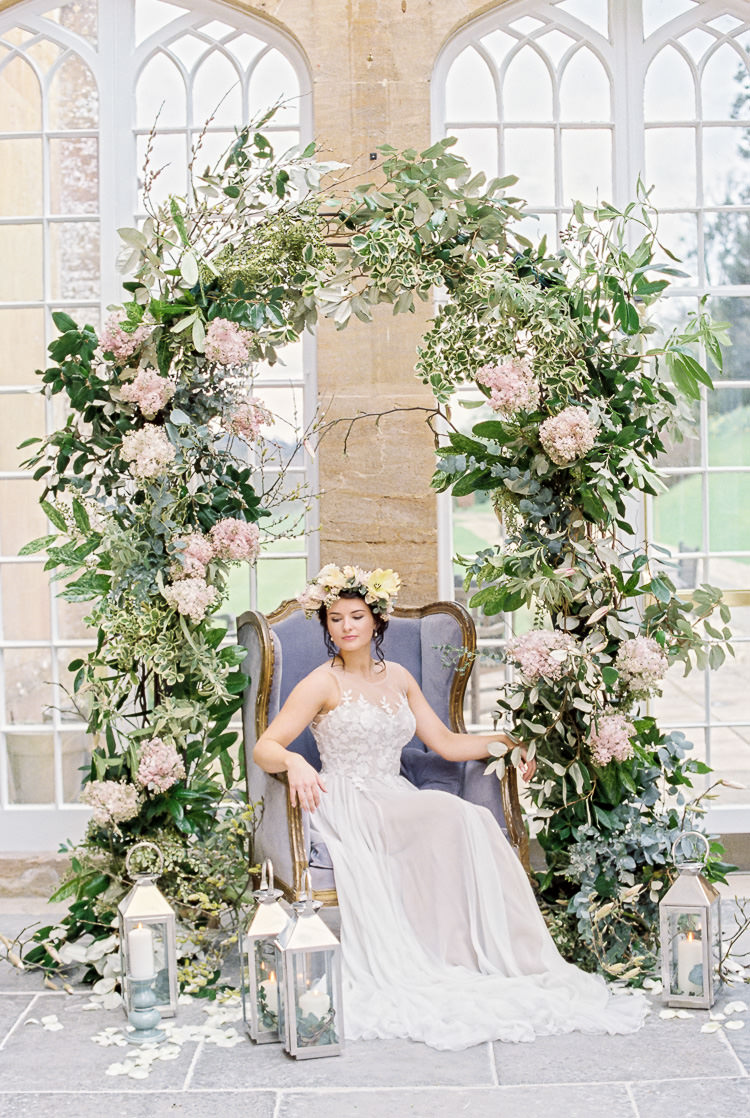 Floral Flower Arch Greenery Foliage Ethereal Soft Fine Art Wedding Ideas http://lizbakerphotography.co.uk/