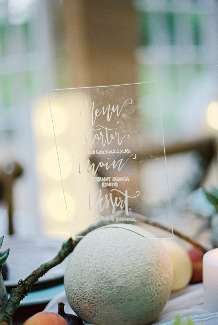 Perspex Menu Stationery Ethereal Soft Fine Art Wedding Ideas http://lizbakerphotography.co.uk/