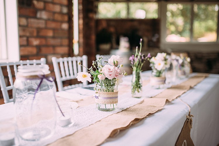 Hessian Jar Flowers Decor Beautiful Lilac Garden Wedding New Zealand http://www.levienphotography.com/