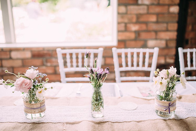 Hessian Lace Jar Flowers Decor Beautiful Lilac Garden Wedding New Zealand http://www.levienphotography.com/