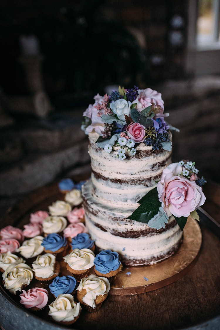 Naked Cake Bare Iced Semi Buttercream Flowers Cupcakes Beautiful Lilac Garden Wedding New Zealand http://www.levienphotography.com/