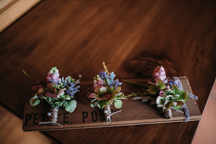 Buttonholes Twine Flowers Beautiful Lilac Garden Wedding New Zealand http://www.levienphotography.com/