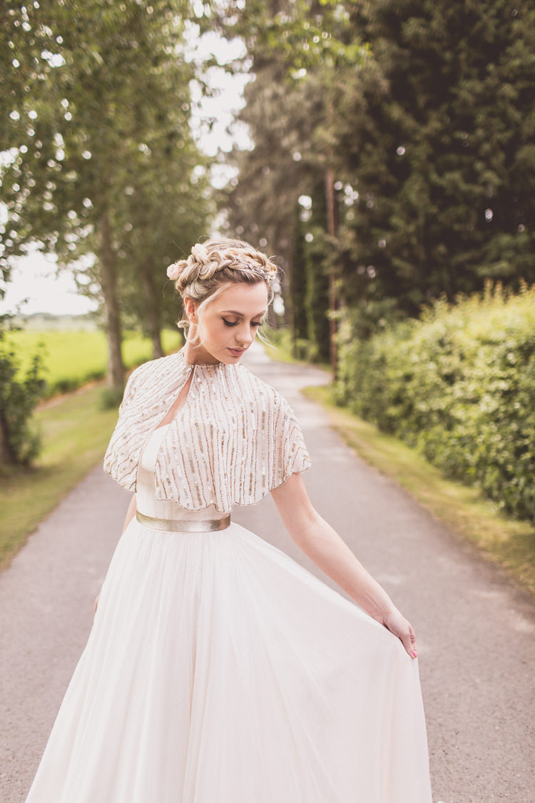 Sequin Cape Bride Bridal Accessory Rose Quartz Serenity Spring Wedding Ideas https://www.wearetheclarkes.com/
