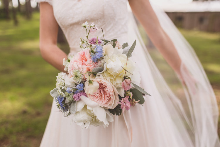 Peonies Hydrangea Delphinium Rose Bouquet Flowers Pastel Bride Bridal Rose Quartz Serenity Spring Wedding Ideas https://www.wearetheclarkes.com/