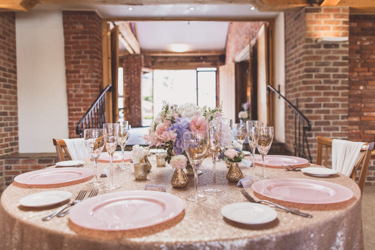 Sequin Table Cloth Scape Decor Rose Quartz Serenity Spring Wedding Ideas https://www.wearetheclarkes.com/