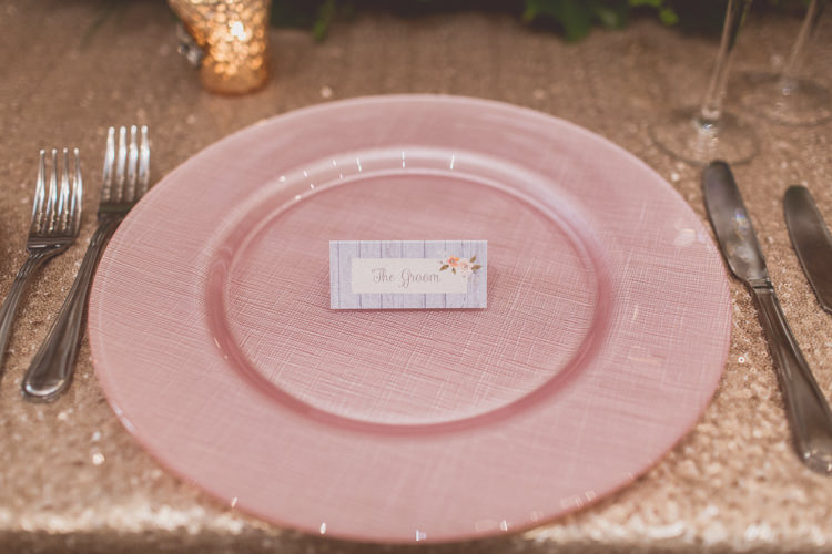 Pink Place Setting Plate Rose Quartz Serenity Spring Wedding Ideas https://www.wearetheclarkes.com/
