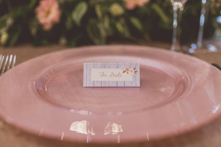 Floral Place Name Card Rose Quartz Serenity Spring Wedding Ideas https://www.wearetheclarkes.com/