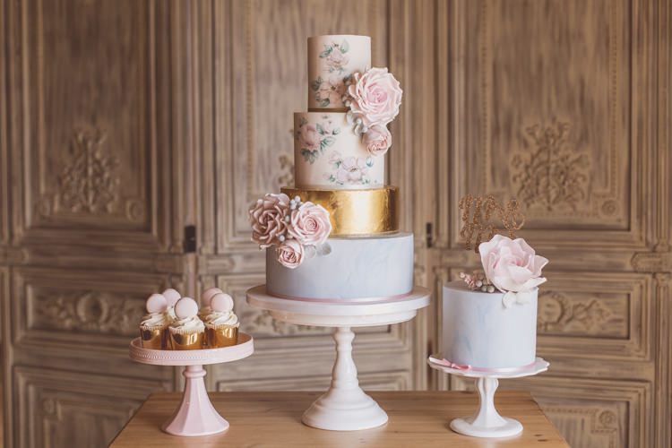 Cake Table Dessert Rose Quartz Serenity Spring Wedding Ideas https://www.wearetheclarkes.com/