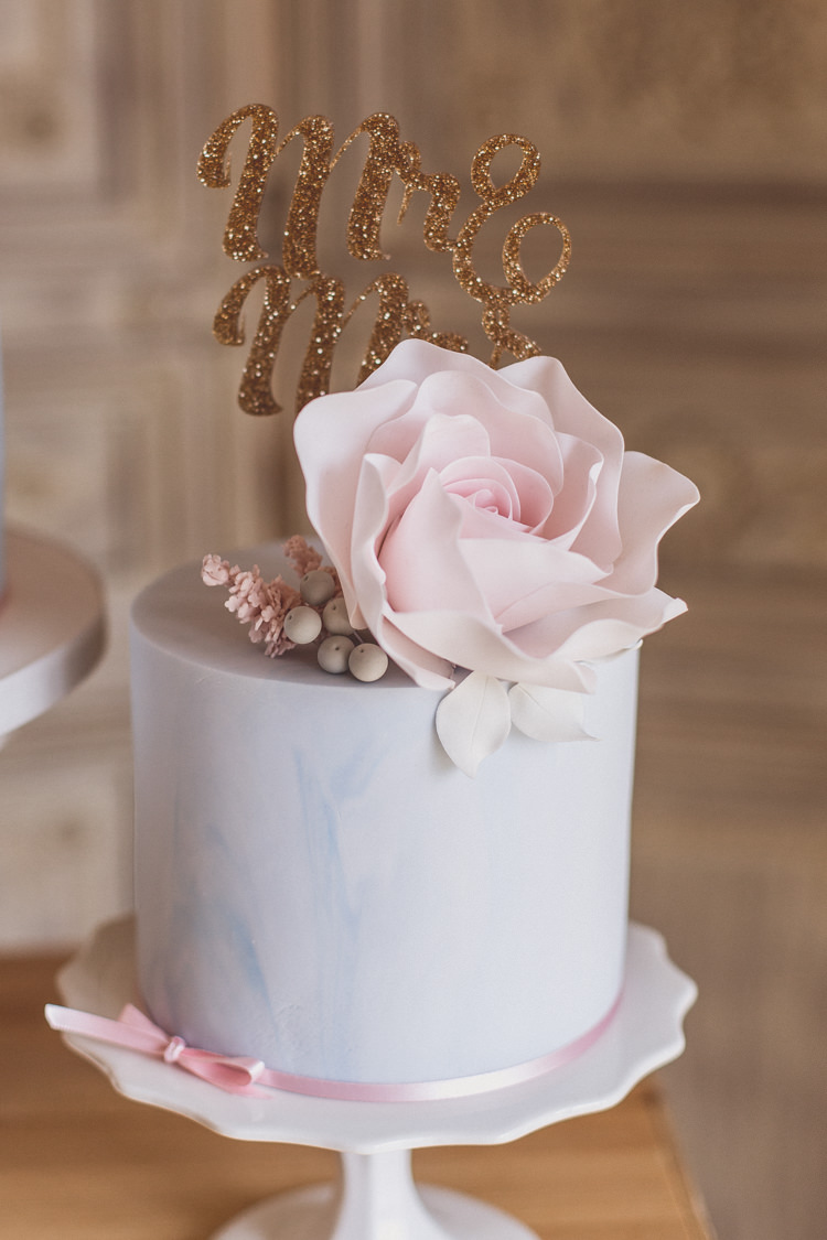 Pastel Cake Floral Rose Quartz Serenity Spring Wedding Ideas https://www.wearetheclarkes.com/