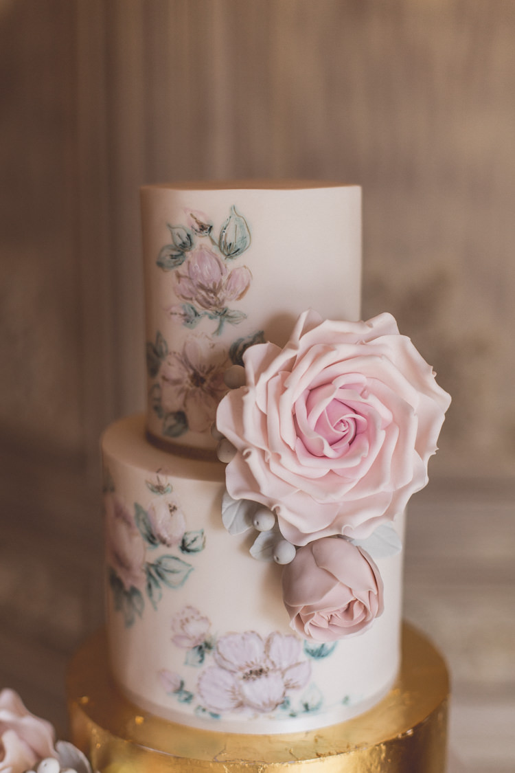 Floral Cake Rose Quartz Serenity Spring Wedding Ideas https://www.wearetheclarkes.com/