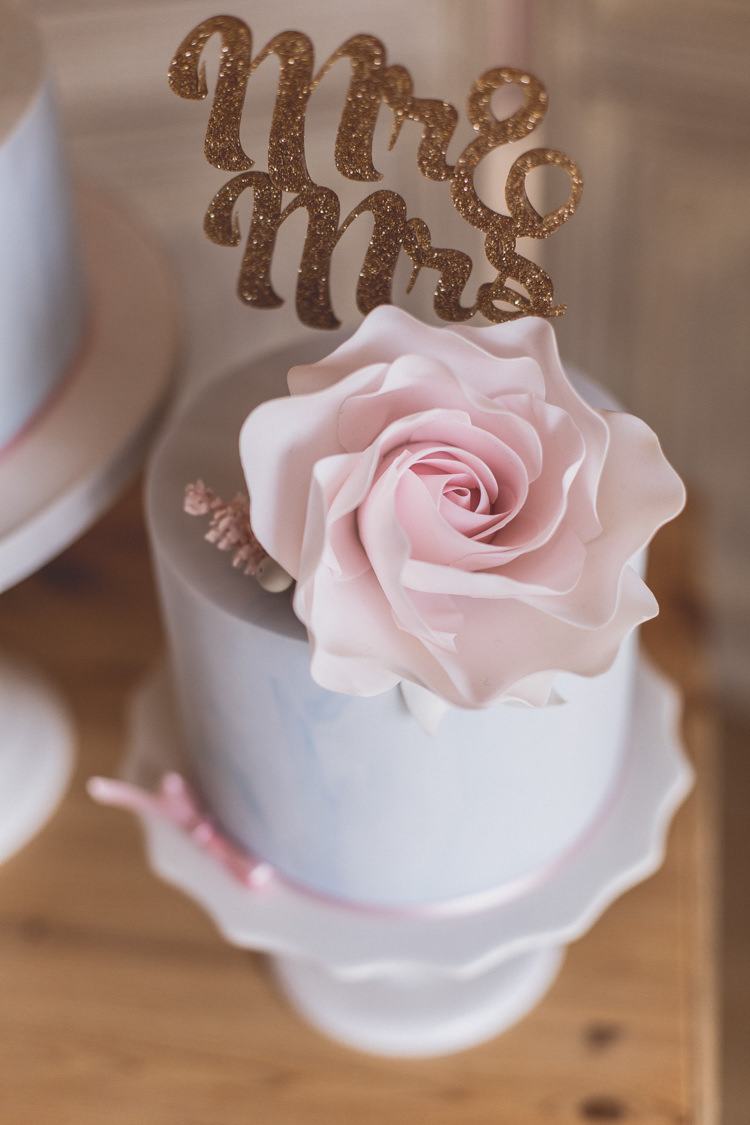 Glitter Cake Topper Rose Quartz Serenity Spring Wedding Ideas https://www.wearetheclarkes.com/