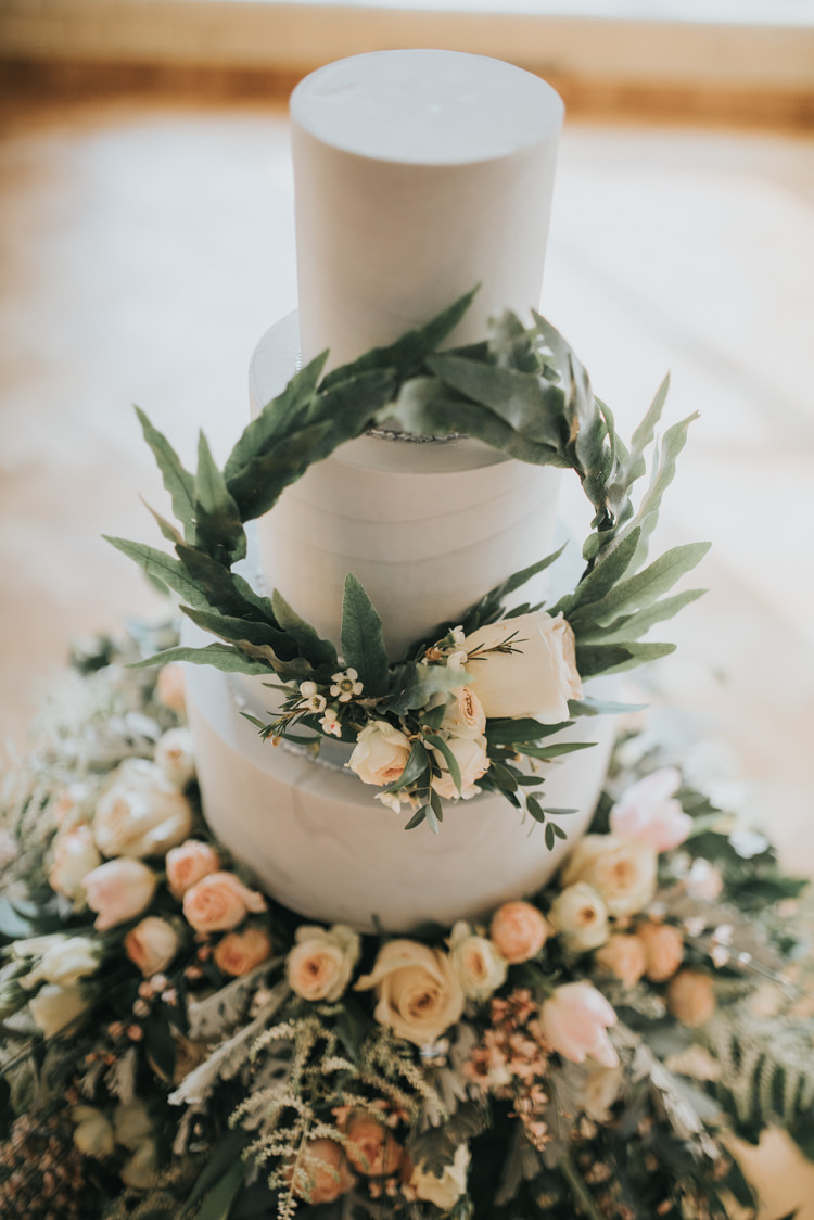 Cake Flowers Floral Foliage Botanical Wreath Industrial Into The Wild Greenery Wedding Ideas http://www.ivoryfayre.com/