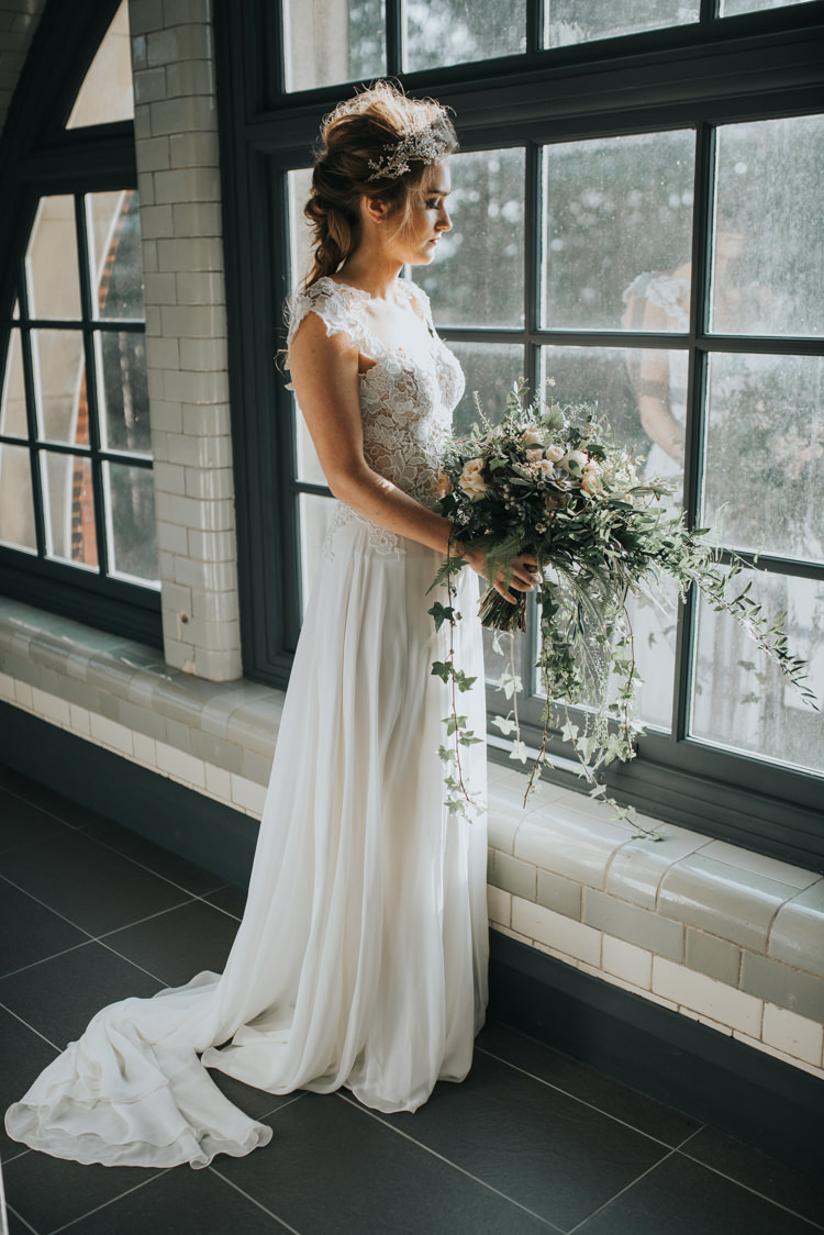 Dress Gown Bride Bridal Silk Industrial Into The Wild Greenery Wedding Ideas http://www.ivoryfayre.com/