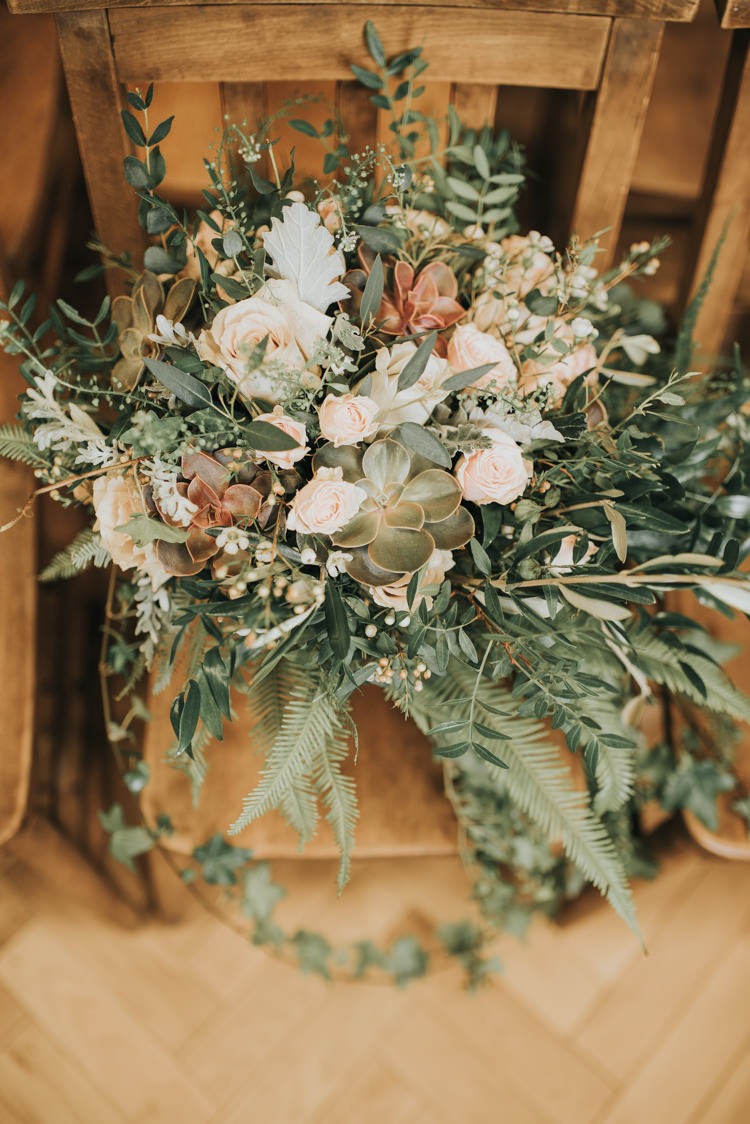 Bouquet Flowers Bride Bridal Foliage Succulents Roses Industrial Into The Wild Greenery Wedding Ideas http://www.ivoryfayre.com/
