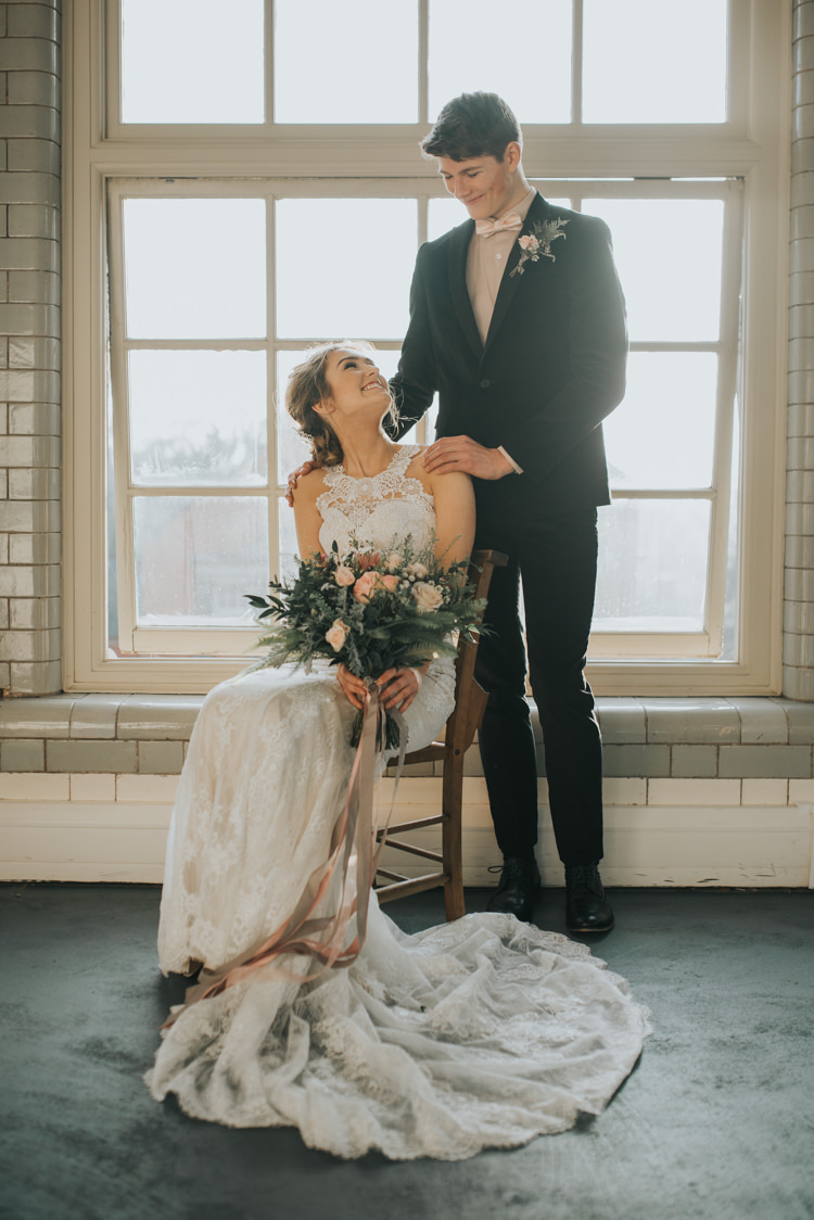 Groom Black Suit Pink Bow Tie Outfit Style Industrial Into The Wild Greenery Wedding Ideas http://www.ivoryfayre.com/