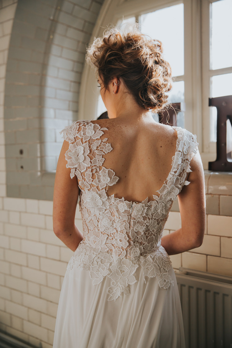 Dress Gown Back Bride Bridal Details Industrial Into The Wild Greenery Wedding Ideas http://www.ivoryfayre.com/