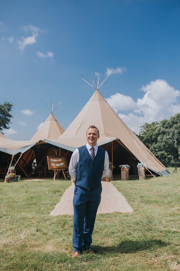 Waistcoat Trousers Nvy Groom Family Friendly Summer Tipi Outdoor Wedding http://www.brookrosephotography.co.uk/